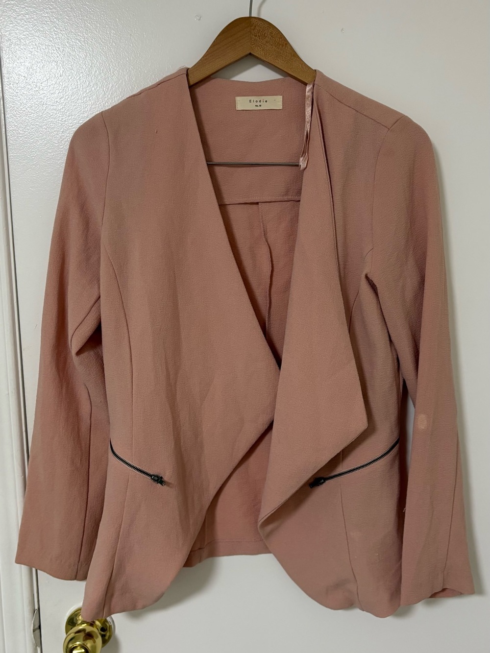 Elodie Blush Pink Draped Open-Front Blazer
